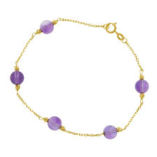 Achat Bracelet En Or Jaune Et Amethystes Longueur 18 Femme Le Manege A Bijoux