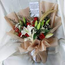 Casablanca Lily Red Rose Pampas Korean Bouquet By Le Bliss Bouquet Online Florist In Indonesia Nationwide Shipping Delivery Buket