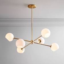 Staggered Glass 6 Light Chandelier Milk 37 Quot Westelm Burst Chandelier Chandelier Lighting Globe Chandelier