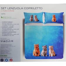 Sono disponibili set di lenzuola o sottolenzuolo da solo in tinta unita o in fantasie geometriche da ragazzo o da bambina, anche a fiori. Parure Lenzuola Copriletto 1 Piazza E Mezza Puro Cotone Disegno Gatti Ebay
