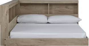 Sonoma black bookcase platform storage bed. Oliah Full Platform With Bookcase Storage Bed In Natural Eb2270 102