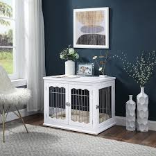 You love to have your pet nearby, but you're limited on the space. Unipaws Pet Crate End Table Wooden Wire Dog Kennel With Pet Bed