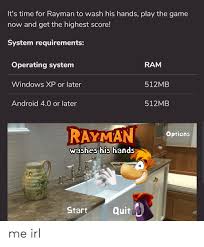 You can play this game in any. It S Time For Rayman To Wash His Hands Play The Game Now And Get The Highest Score System Requirements Operating System Windows Xp Or Later Android 40 Or Later Ram 512mb 512mb