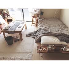 ベッド周り ローテーブル 無印良品 一人暮らし 北欧 などのインテリア実例 2018 06 29 21 34 02 roomclip ルームクリップ インテリア 無印良品 ローテーブル 模様替え
