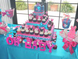 Check Out This Awesome Minne And Mickey Dessert Bar That Was Created For A Very Happy Mommy To Be Baby Girl Shower Themes Minnie Baby Shower Twins Baby Shower