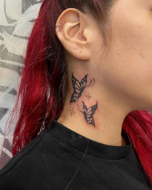25 Cool Butterfly Neck Tattoo Ideas for Men & Women in 2024