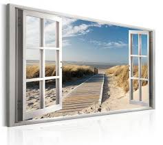 Wall decor frames are an easy and inexpensive way to add a little flair to an otherwise bland space, and it makes for a very fun project. Canvas Prints Wall Art Paintings Beach Scenery Open Window Artwork And Framed Artwork Ready To Hang For Home Decorations Wall Decor Buy Online In Cayman Islands At Cayman Desertcart Com Productid 73060003