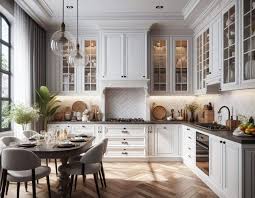 White Cabinets With Dark Countertops In