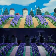 Lavender Wind Farm Day Vs Night Time Animalcrossing In 2020 Animal Crossing 3ds Animal Crossing New Animal Crossing
