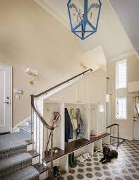 Built In Mudroom Lockers On Staircase Wall Transitional Laundry Room Any other ideas you have for this space are welcome! mudroom lockers on staircase wall