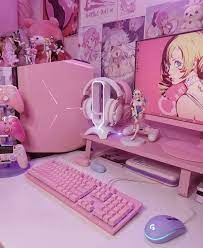 Pink Gaming Setup Gamer Room Decor Game Room Design Video Game Room Design