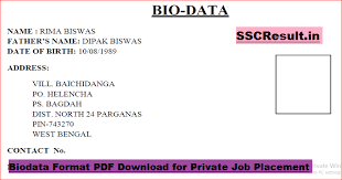 Before people were introduced to the intricacies and benefits of a job application form as well as a customized resume, bio data forms are first used especially for job or employment purposes. Biodata Format Pdf Download For Private Job Placement Ssc Result