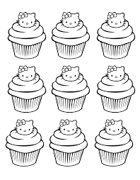 This simple cupcake coloring page depicts a cupcake with a swirled icing on top. Cupcakes Hello Kitty Simple Cupcakes Adult Coloring Pages