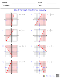 The solution to a system of two linear inequalities is a region that contains the solutions to both inequalities. Algebra 2 Worksheets Dynamically Created Algebra 2 Worksheets Linear Inequalities Graphing Linear Inequalities Graphing Inequalities