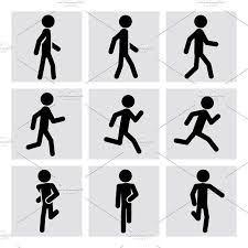 Black And White Icons People Walking And Running People Icons People Icon Human Icon Walking Animation