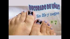 Prepara tus pies / homemade pedicure: Diseno Unas De Los Pies Facil 7 En Negro Y Lila Youtube