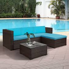 Brand new counter height table and chairs. Merax 5 Piece Outdoor Rattan Patio Wicker Sectional Set With Blue Seat And Back Cushions Tempered Glass Table Top Walmart Com Walmart Com