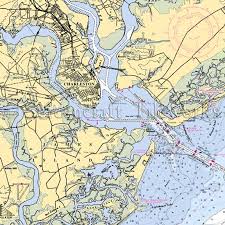 South Carolina Charleston Harbor Nautical Chart Decor