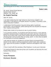 Earlier this week i spoke with principal jeanette rogers at the recruitment fair, and i was excited to learn about ms 123. English Teacher Cover Letter Sample