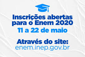 Enem2020 inep divulga balanço do segundo dia de aplicação do enem 2020. Inscricoes Para O Enem 2020 Iniciam Nesta Segunda Feira 11 De Maio