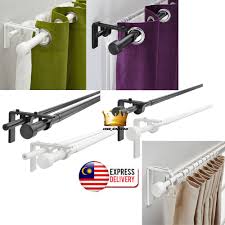 Rod langsir boleh dilekapkan pada dinding atau siling, dan kedudukan pemegang rod langsir boleh dilaraskan, membolehkan langsir digantung rapat ke tingkap, atau lebih jauh. Langsir Tingkap Ikea Curtain Rod Holder Set Racka Hugad Curtain Rod Set Langsir Ikea Langsir Bilik Wall Ceiling Bracket Shopee Malaysia
