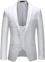 Black And White Checkered Suit Jacket Mens Suits 3 Piece White Tuxedo Suit Jacket Slim Fit Wedding Dinner Blazer Tux Vest Trousers Amazon Co Uk Clothi Mens Fashion Blazer Mens Suits Slim Fit Suit