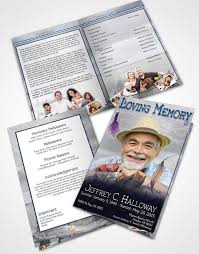 Bifold Order Of Service Obituary Template Brochure Shallow Waters Calm Fisherman Funeral Program Template Funeral Programs Obituaries Template