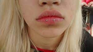 Horizontal Labret Piercing Face Piercings Lip Piercing Facial Piercings