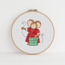 Furry Tales Christmas Wrapping Mouse Cross Stitch Pattern