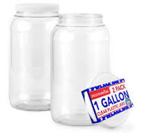 Amazon.com: Stock Your Home 1 Gallon Clear Plastic Jars with Lids (2 Pack)  128 oz Wide Mouth Large Jar with Lid, Big Container for Candy, Cookies, ...