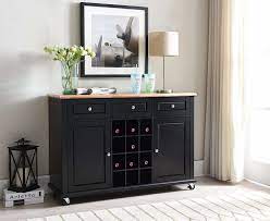 This gorgeous and functional piece is handcrafted from solid rubberwood and finished in a rich stain that. Black Buffet Table With Wine Rack Off 65