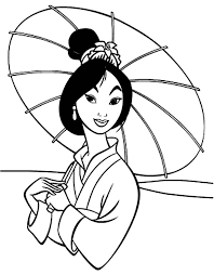 Find thousands of disney princess coloring pages to print and color. How To Color Beautiful Mulan And Her Umbrella On Disney Princesses Coloring Page Toodsy Color