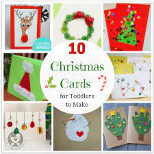 Make your own christmas cards with a little leftover ribbon and a little handiness with a crafts knife means a fun and colorful christmas tree card. 10 Easy Last Minute Christmas Cards For Toddlers To Make