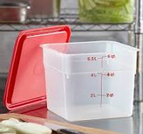 Cambro CamSquares® 6 Qt. Translucent Square Polypropylene Food Storage  Container and Red Lid - 2/Pack