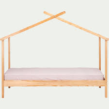 Lit Cabane 1 Place En Pin Massif 90x200 Cm Naturel Alouette 90x200 Cm Lit Cabane Alinea
