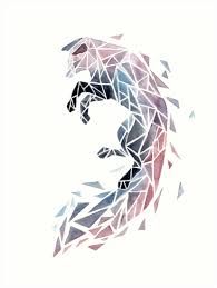 Geometric Watercolor Fox Art Print By Threeleaves Geometric Art Animal Geometric Drawing Geometric Fox