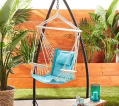 3the wood chair standmeza atlas wood hammock chair stand. Hanging Hammock Chair With Wooden Armrests Qvc Com