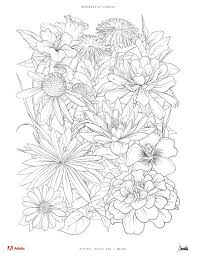 Kleur nu de kleurplaat van lente, bloemen bloeien. Kleurplaten Door Kunstenaars Nationaalatelier