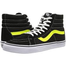 Black And Yellow Vans Shoes Vans Sk8 Hi Reissue Neon Leather Black Neon Yellow Skate Shoes 70 Liked On Polyvore Featuring S Black Leather Trainers Neon Shoes Black High Top Shoes