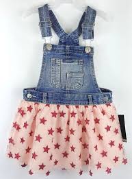 Jordache Girls Overalls Jean Dress Pink Mesh Tutu Red Stars