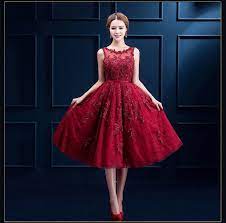 Wine Red Neckline Lace A Line Tea Length Gown Tulle Lace Evening Dresses Evening Gown Prom Dresses Prom Gown Vestidos De Fiesta Traje De Gala Short Red Prom Dresses Burgundy Prom Dress Formal