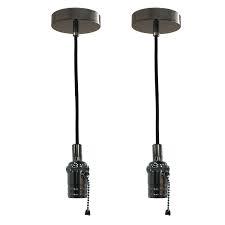 Find the breaker in the electrical panel and turn it off. Style Gun Metal Gray Pull Chain Pendant Light Socket And Canopy On Sale Overstock 29147234
