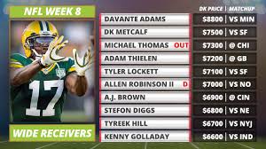 Fantasy football projections fantasy football ppr projections daily football projections fantasy football rankings remaining year projections. 2020 Week 8 Draftkings Picks And Preview 2020 Dfs Fantasy Football Rankings Youtube