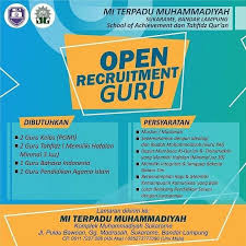 Jul 01, 2021 · jika anda tertarik dan sesuai dengan kualifikasi lowongan ini, silahkan kirim cv terbaru dan berkas lamaran kerja anda langsung ke: Lowongan Kerja Guru Mi Terpadu Muhammadiyah Sukarame Bandar Lampung Karir Bandar Lampung