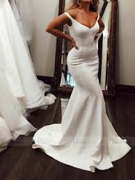 Subscribe to the brides channel here. Simple Off The Shoulder Satin Mermaid Wedding Dresses For Curvy Bride Viniodress