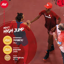 Qatar's mutaz essa barshim and italy's gianmarco tamberi shared the gold medal in the men's high jump at the 2020 tokyo olympics on sunday. 7zzorsi8t0svpm