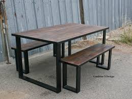 Steel And Reclaimed Wood Dining Set Urban Table Modern Etsy In 2020 Custom Dining Tables Rustic Farmhouse Table Farmhouse Dining Table