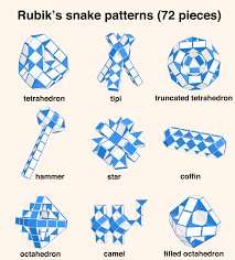 5 brain teasers in a box sold out. 9 Shapes That Can Be Made With A 72 Piece Rubik S Snake Or With Three Original 24 Piece Snakes Rubik Snake Snake Patterns Snake