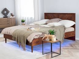 Eu Super King Size Bed With Led Dark Wood Mialet Dark Wood Bed Dark Wood Bed Frame Dark Wood Bedroom Furniture