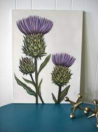 Original Oil By Carin Vaughn Of Thistle Flowers 18x24 Etsy Thistle Painting Etsy Painting Thistle Flower